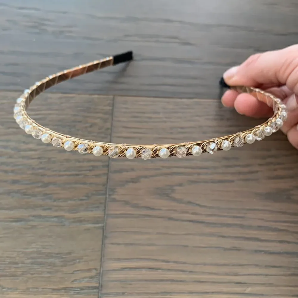 Sparkly Jeweled Headband with Pearls & Crystals for Teens or Kids